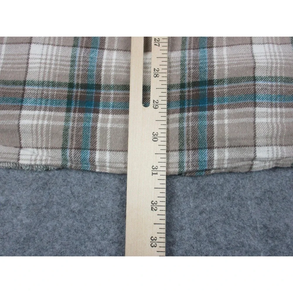 Wrangler Shirt Mens 2XL XXL Tall Beige Blue Plaid Flannel Pearl Snap Western